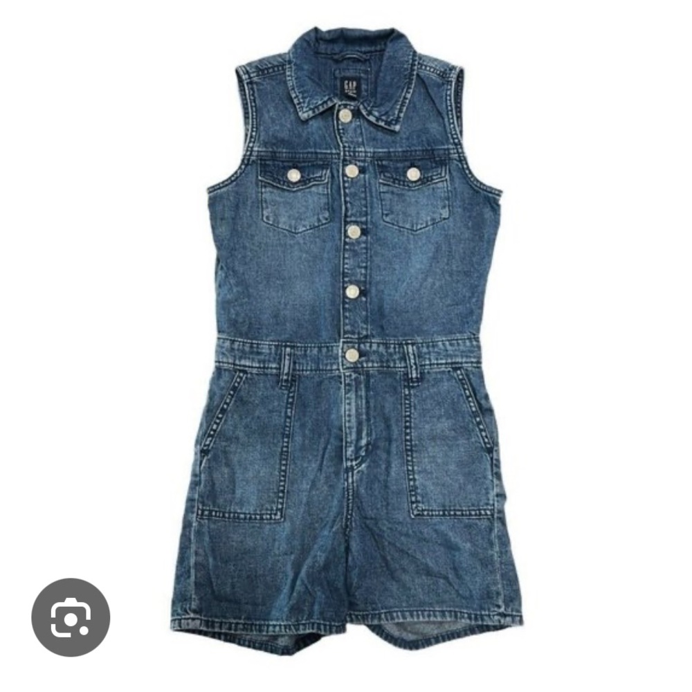 GAP Blue Denim Sleeveless Jumpsuit